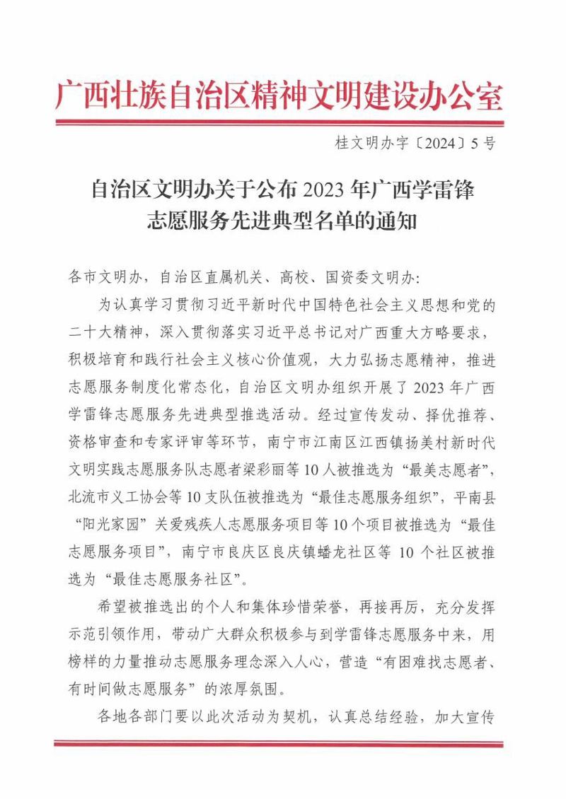 广西图书馆“阿图籽”文化和旅游志愿服务团队获评2023年广西学雷锋志愿服务先进典型